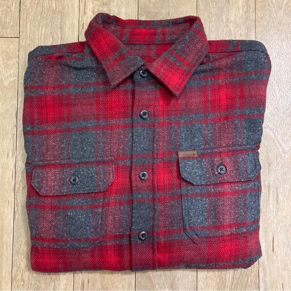 Orvis Heavy Thick Flannel Button-Up Shirt Plaid Long Sleeve Pockets Mens Medium - Picture 1 of 12